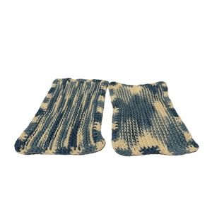 2 Handmade Crochet Washcloths Blue and White